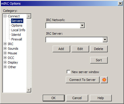 mIRC Options Dialogue