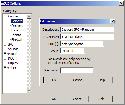 mIRC Options Dialogue
