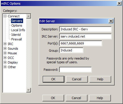 mIRC Options Dialogue