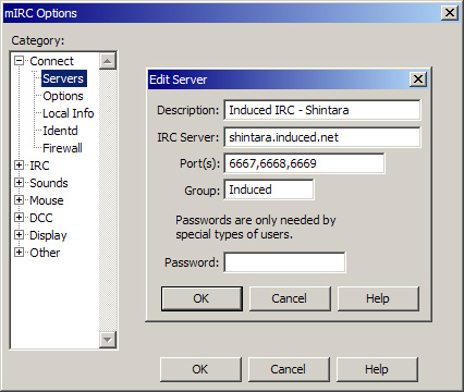 mIRC Options Dialogue